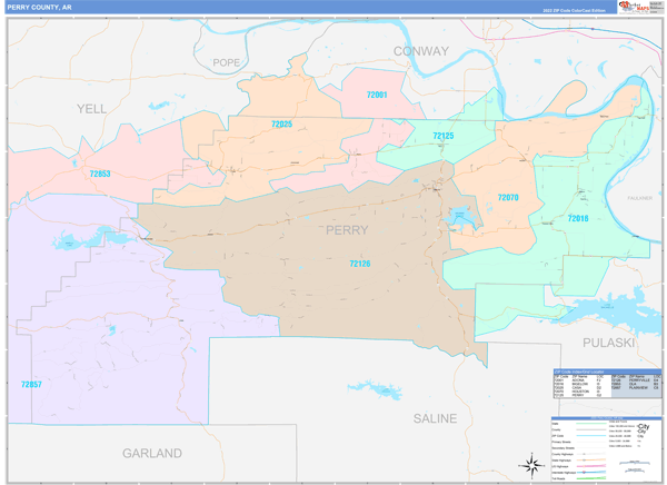 Perry County Wall Map Color Cast Style