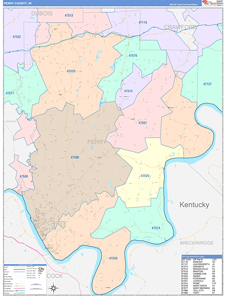 Perry County, IN Zip Code Map