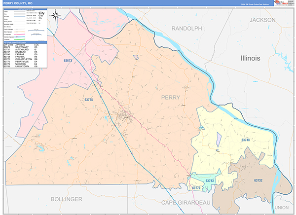 Perry County, MO Map Color Cast Style