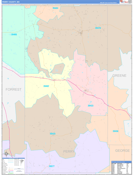 Perry County, MS Zip Code Map