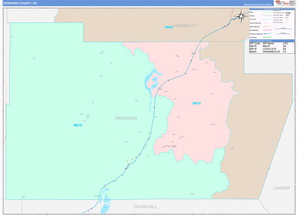 Pershing County, NV Zip Code Map