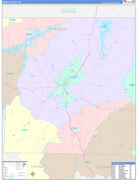 Person County Digital Map Color Cast Style