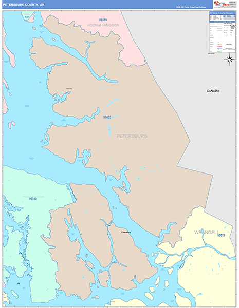 Petersburg County, AK Zip Code Map
