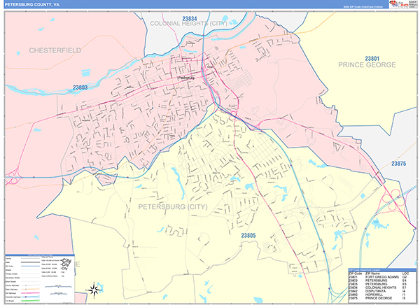 Petersburg County, VA Wall Map