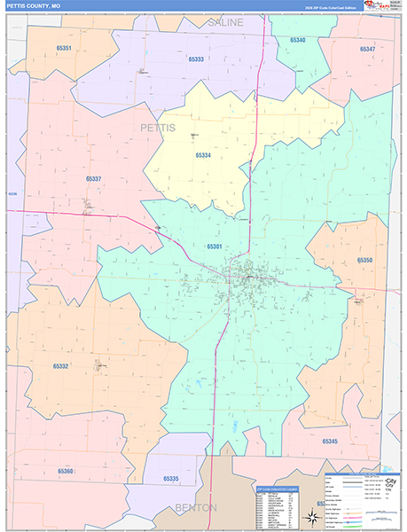Pettis County, MO Zip Code Map