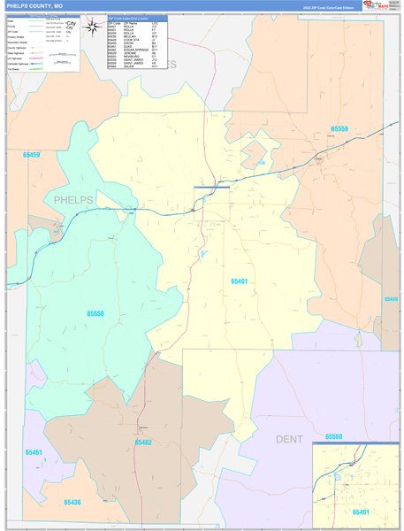 Phelps County, MO Zip Code Map