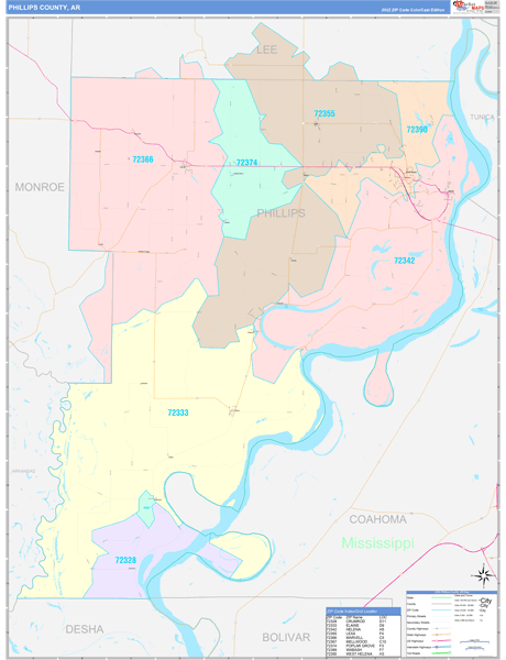 Phillips County, AR Zip Code Map