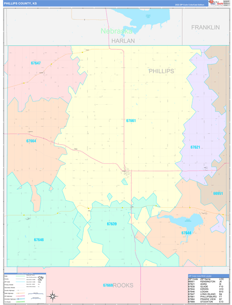 Phillips County, KS Zip Code Map