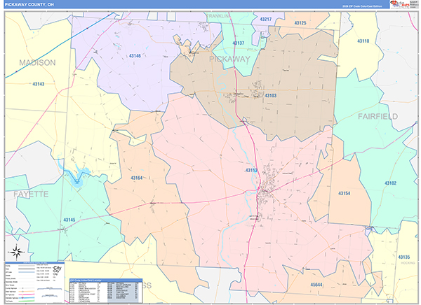 Pickaway County, OH Zip Code Map