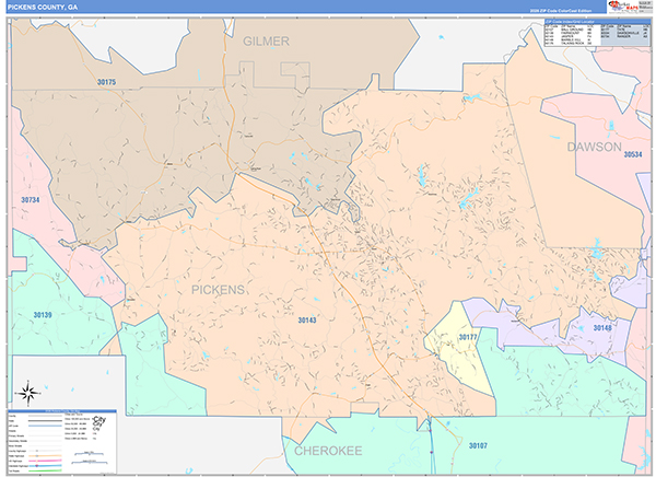 Pickens County, GA Zip Code Map