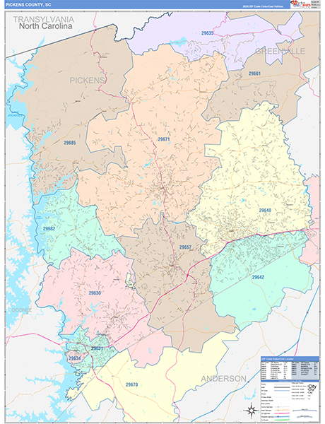Pickens County, SC Wall Map