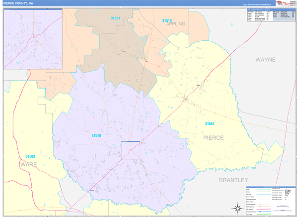 Pierce County, GA Wall Map