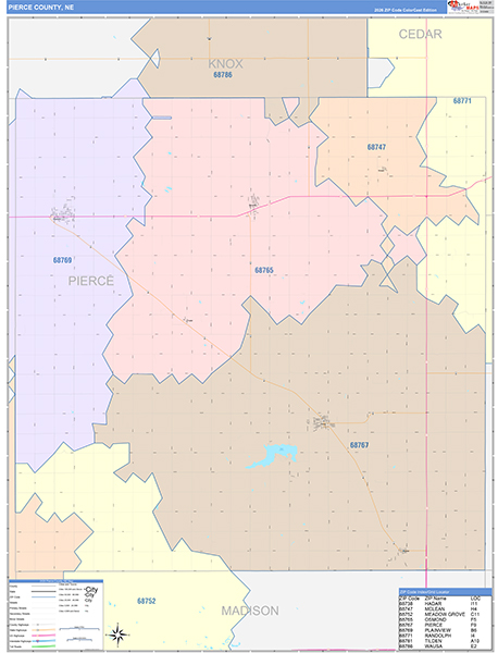 Pierce County, NE Zip Code Map