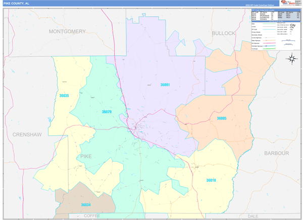 Pike County, AL Zip Code Map