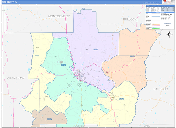 Pike County, AL Zip Code Map