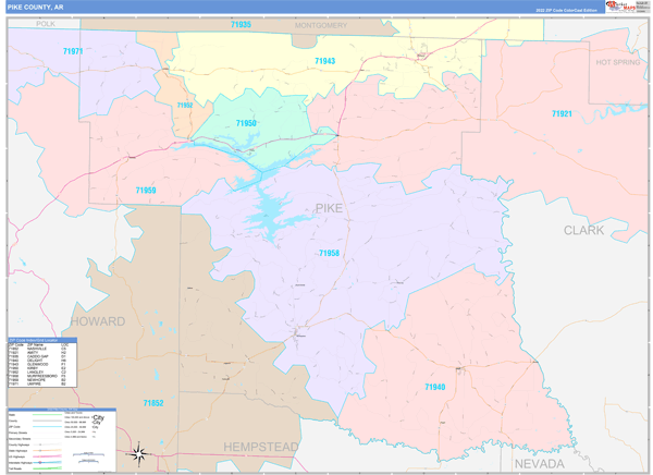 Pike County, AR Wall Map