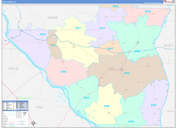 Pike County, IL Zip Code Map