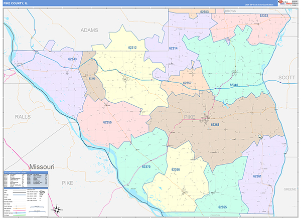 Pike County, IL Zip Code Map