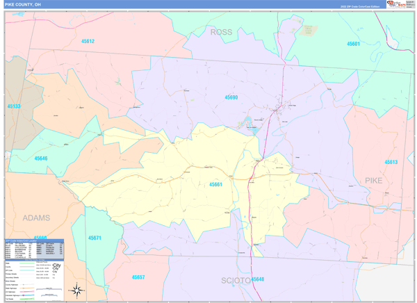 Pike County, OH Zip Code Map