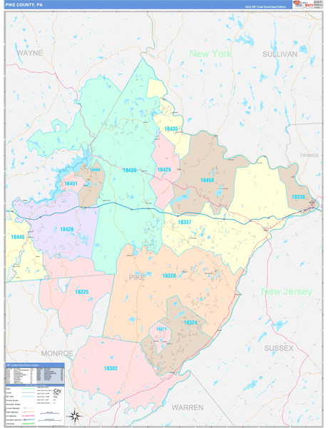Pike County, PA Zip Code Map