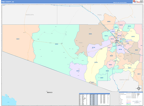 Pima County, AZ Zip Code Map