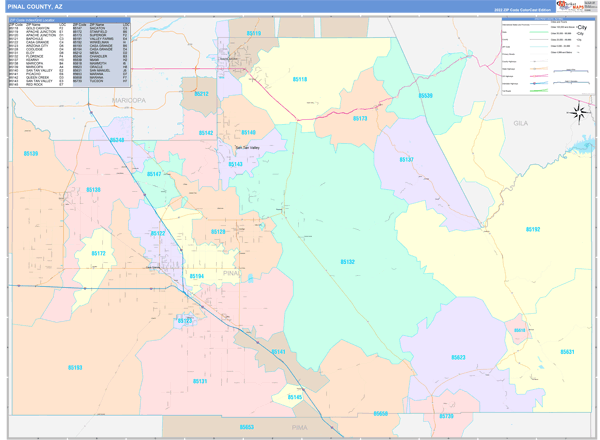 Pinal County, AZ Zip Code Map