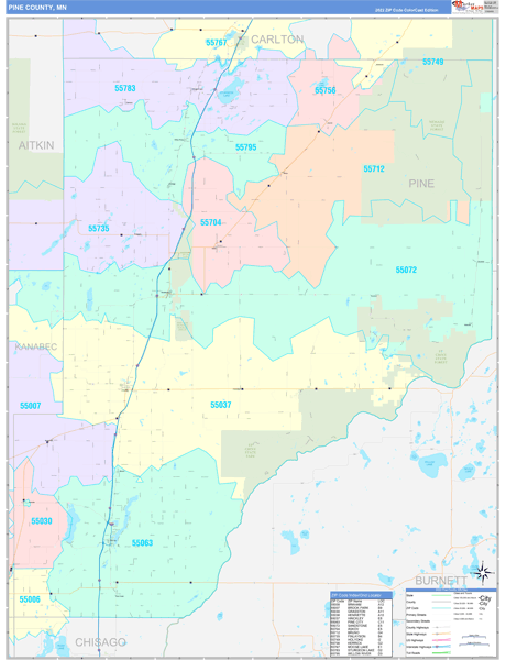 Pine County, MN Zip Code Map