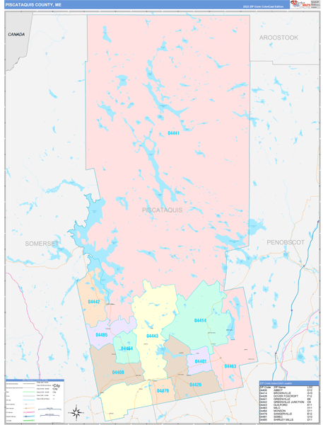 Piscataquis County Digital Map Color Cast Style