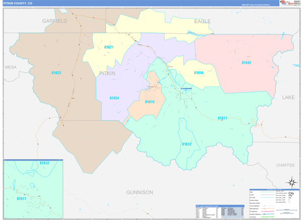 Pitkin County Digital Map Color Cast Style