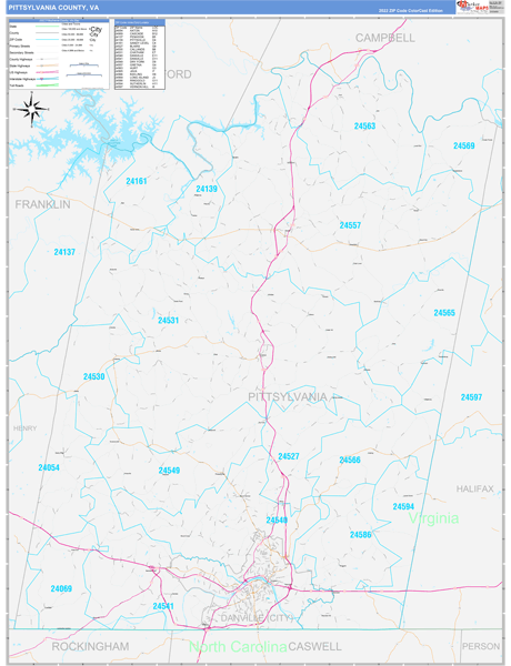 Pittsylvania County Digital Map Color Cast Style