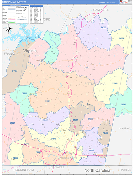 Pittsylvania County, VA Zip Code Map
