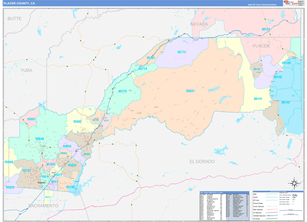 Placer County Digital Map Color Cast Style