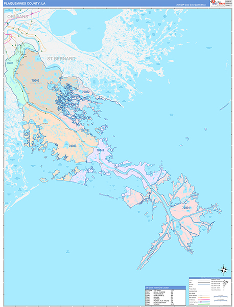 Plaquemines Parish (County), LA Wall Map