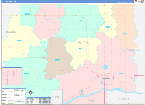 Platte County, NE Wall Map