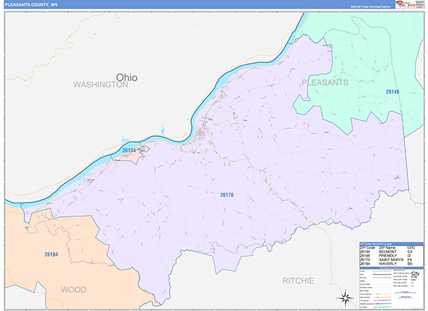 Pleasants County, WV Zip Code Map