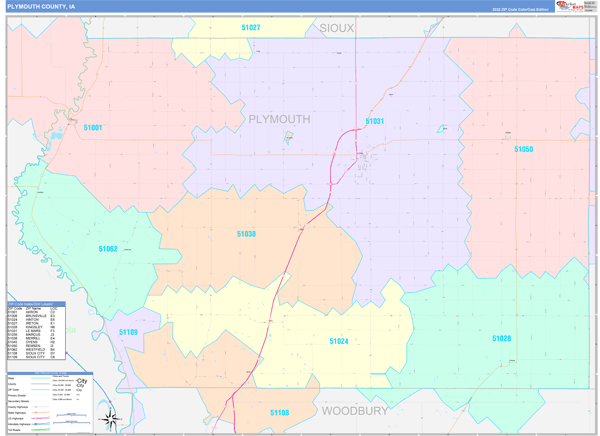 Plymouth County Digital Map Color Cast Style