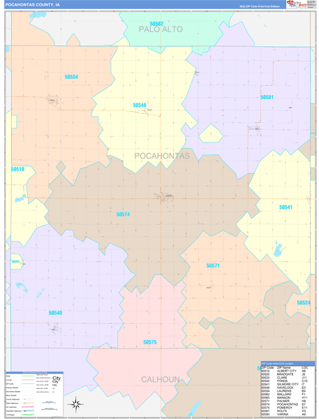 Pocahontas County, IA Zip Code Map