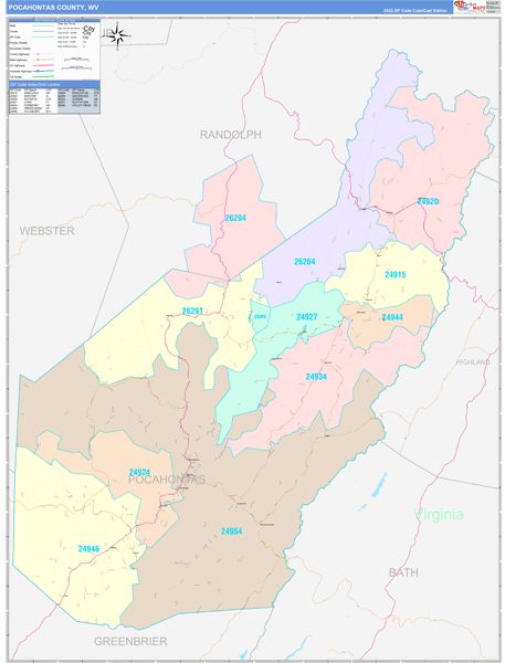 Pocahontas County, WV Zip Code Map