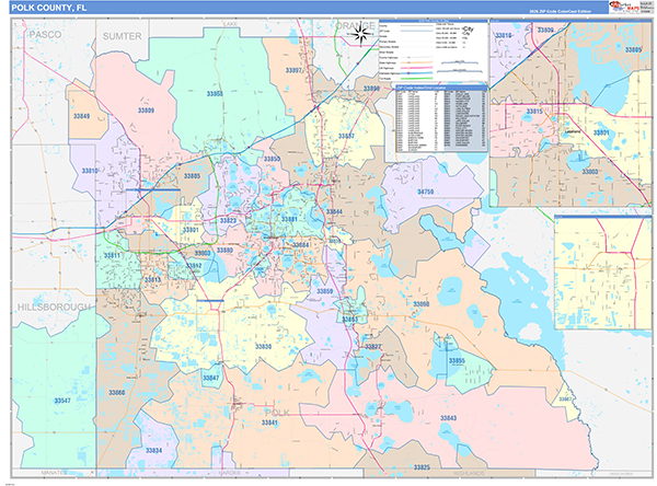 Polk County, FL Wall Map