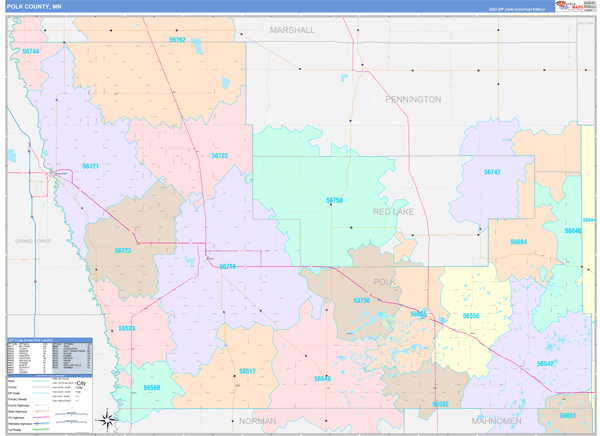 Polk County, MN Zip Code Map