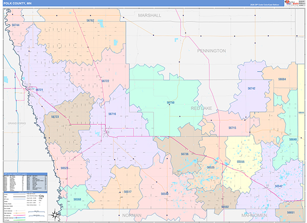 Polk County, MN Zip Code Map