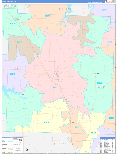 Polk County, MO Zip Code Map
