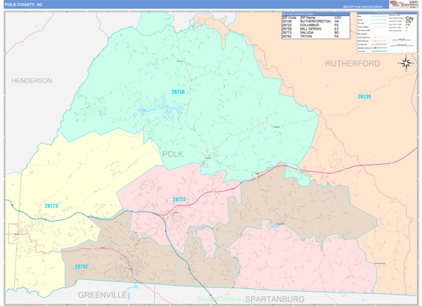 Polk County, NC Zip Code Map