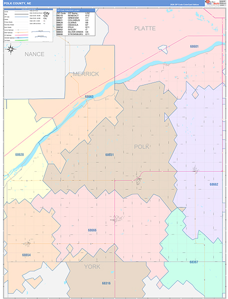 Polk County, NE Zip Code Map