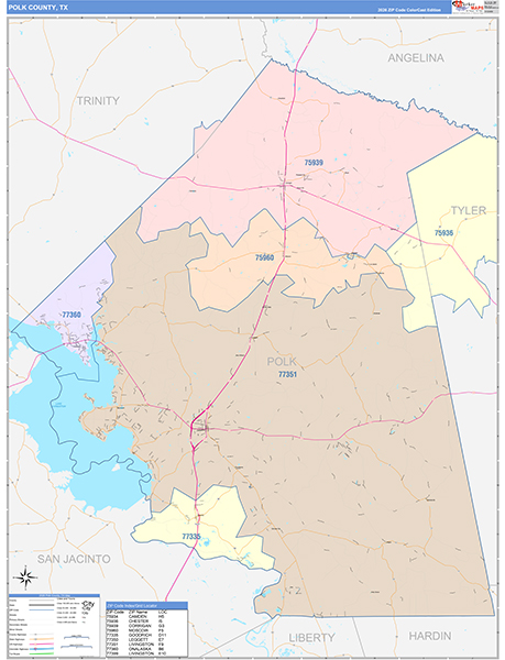 Polk County, TX Zip Code Map