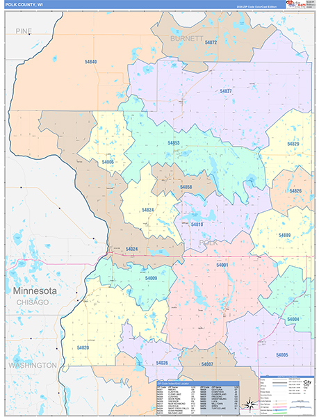 Polk County, WI Wall Map