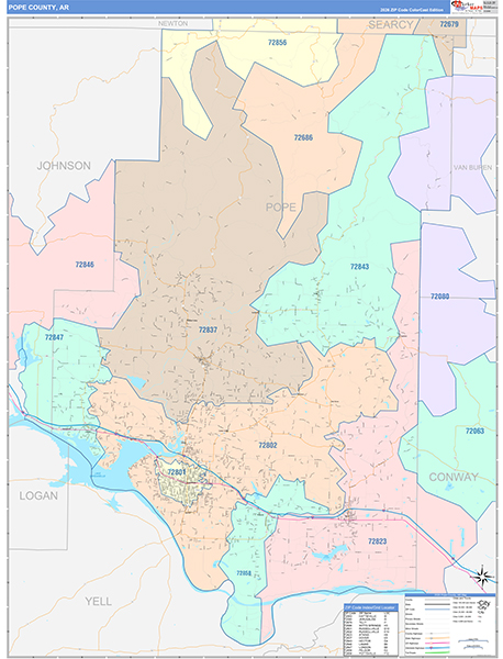 Pope County, AR Zip Code Map