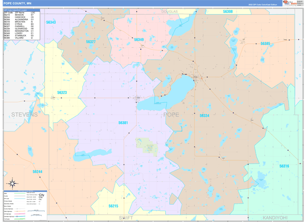 Pope County Digital Map Color Cast Style