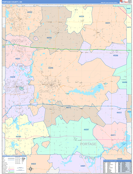 Portage County Digital Map Color Cast Style