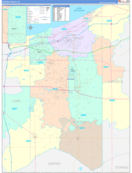 Porter County, IN Zip Code Map